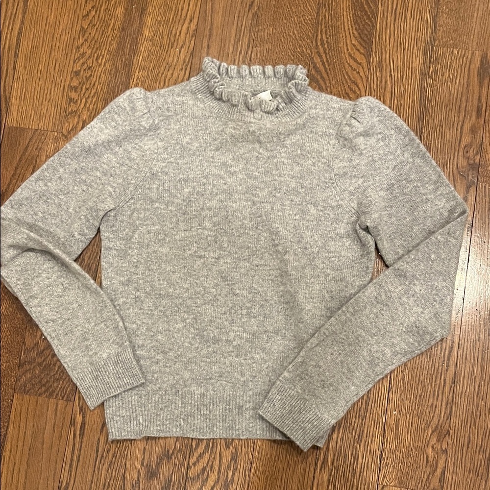 FRAME cashmere XS Gray Ruffle Neck Sweater